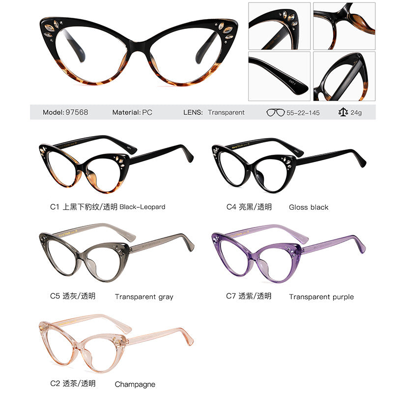 2025 New fashion cat eye leopard print glasses anti blue light tortoise shell glasses