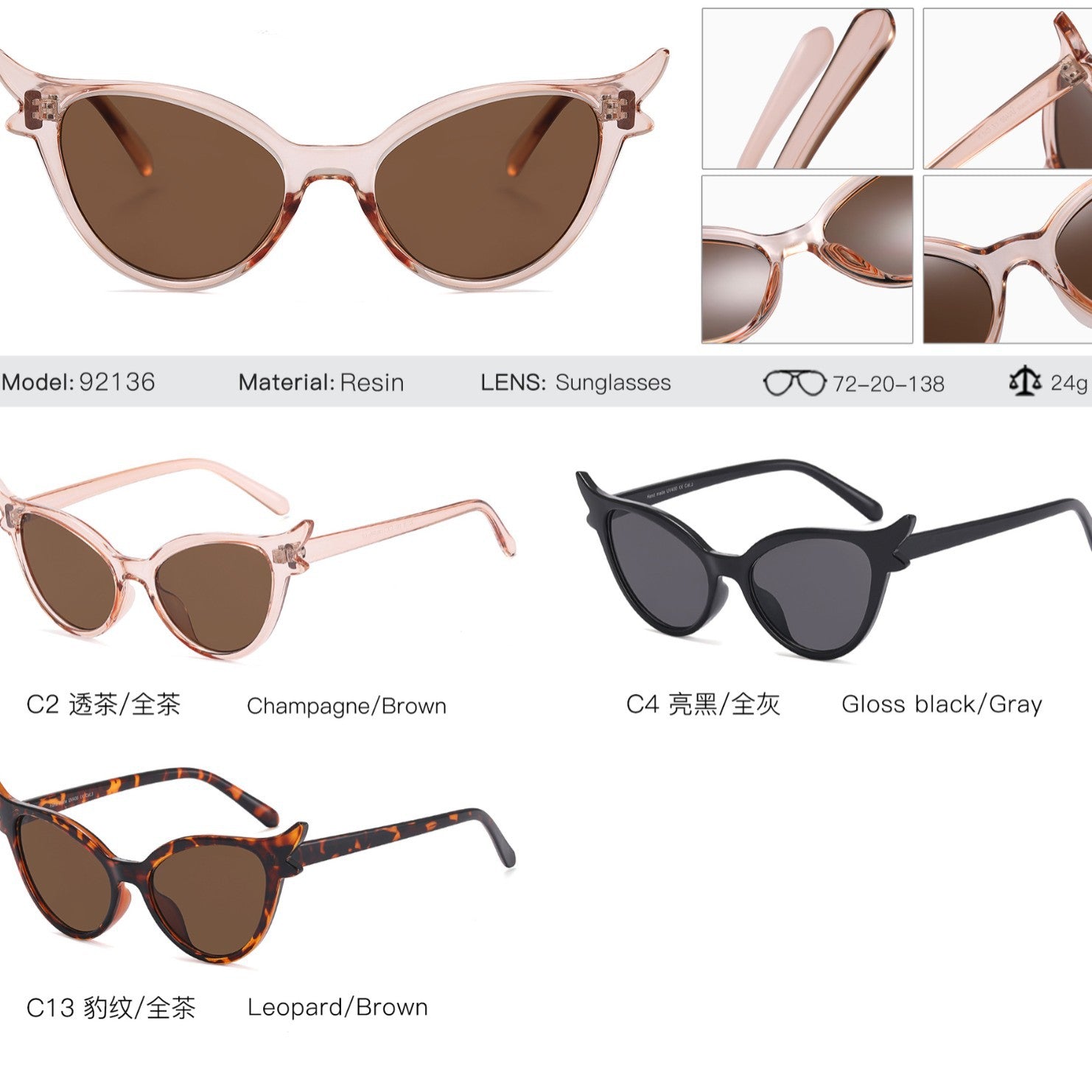 Fashion cat eye Fashion cat-eye sunglasses double colorful small frame personality sunglasses