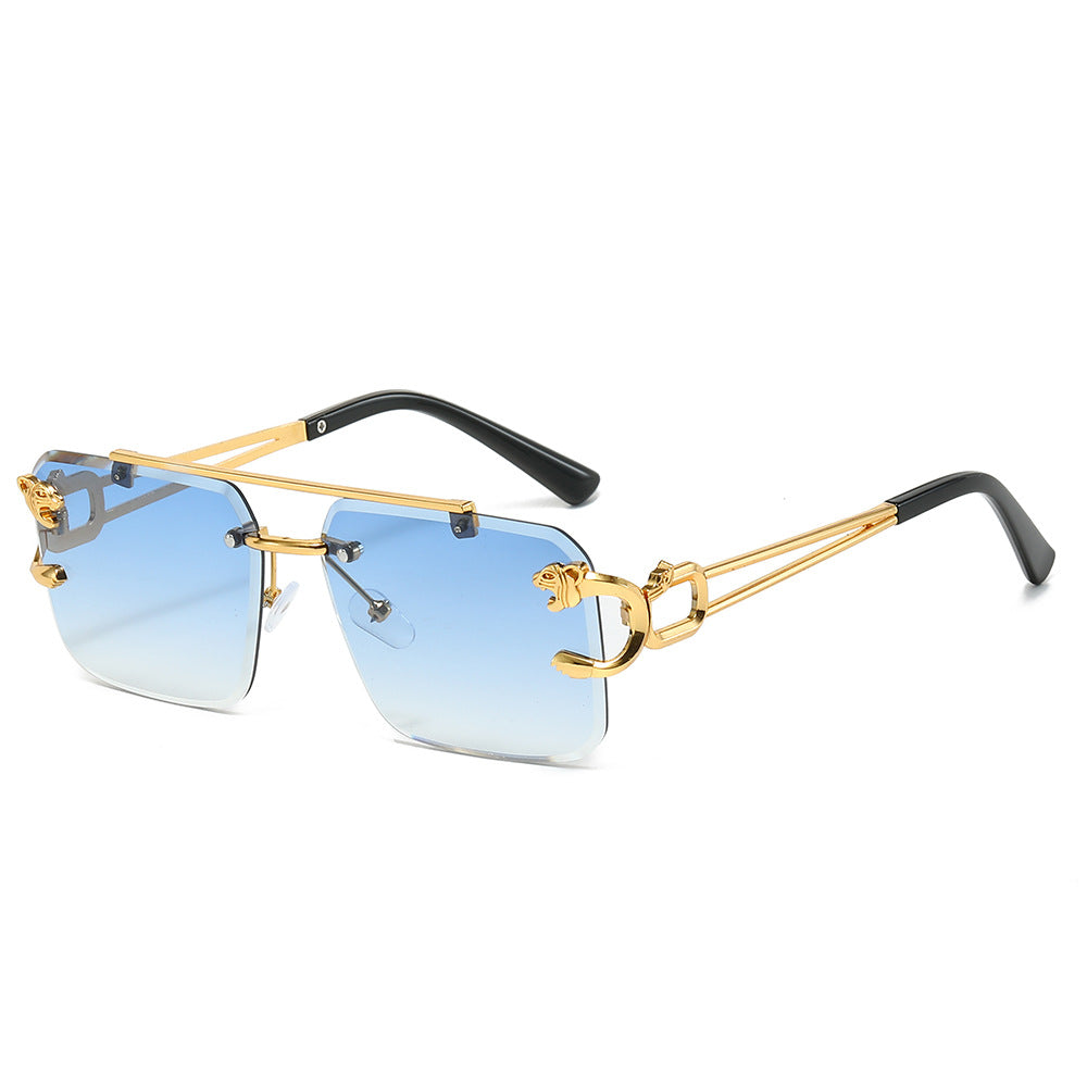 Brand luxury double bridge sunglasses gradient colorful metal frame sunglasses