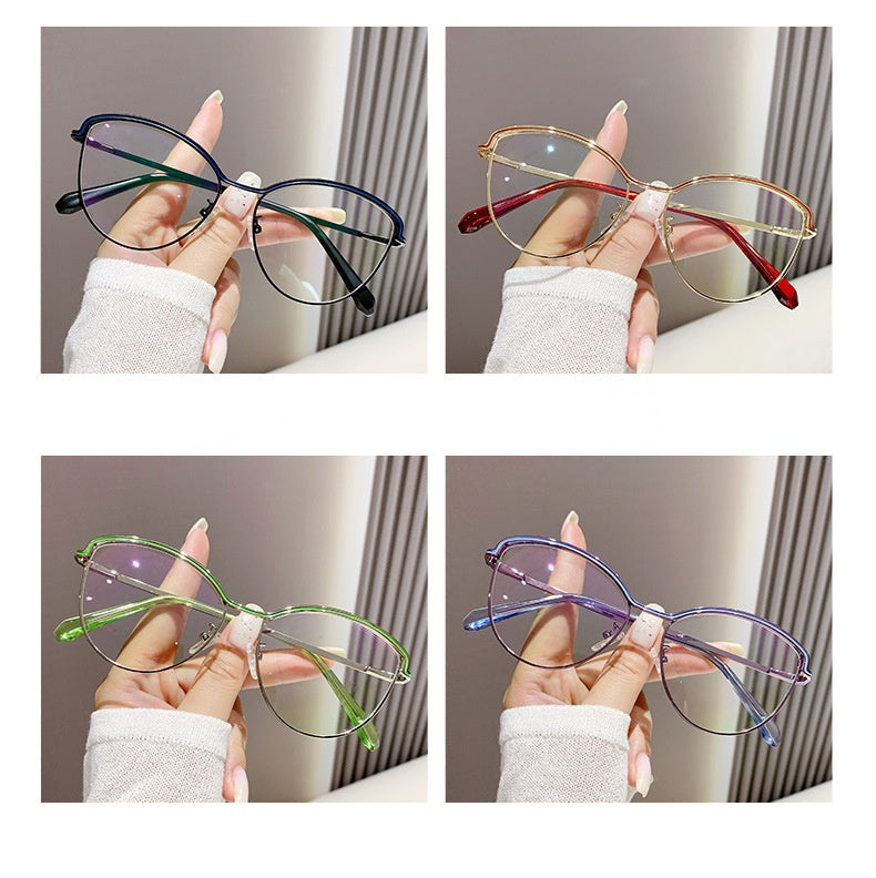 Fashion cat-eye trend personality glasses frame color-changing glasses anti-blue glasses