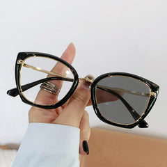 2025 New fashion Cat eye anti blue light glasses photochromism leopard print glasses