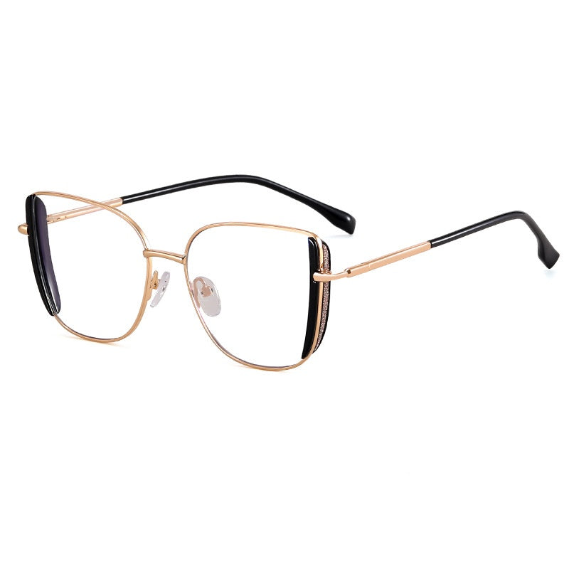 2025 High quality anti blue light Diamond glasses metal frame oversized glasses