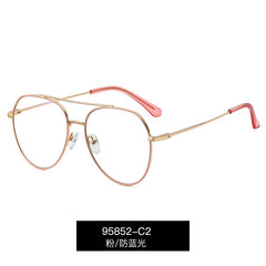 Fashion double bridge round frame glasses reading computer high quality metal frame glasses