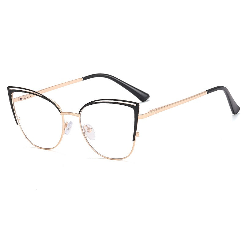 Fashion designer cat eye glasses metal frame pink frame anti blue light  ladies glasses