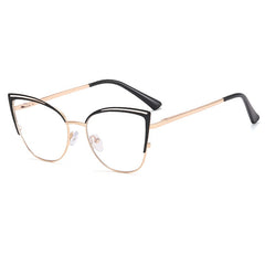 Fashion designer cat eye glasses metal frame pink frame anti blue light  ladies glasses