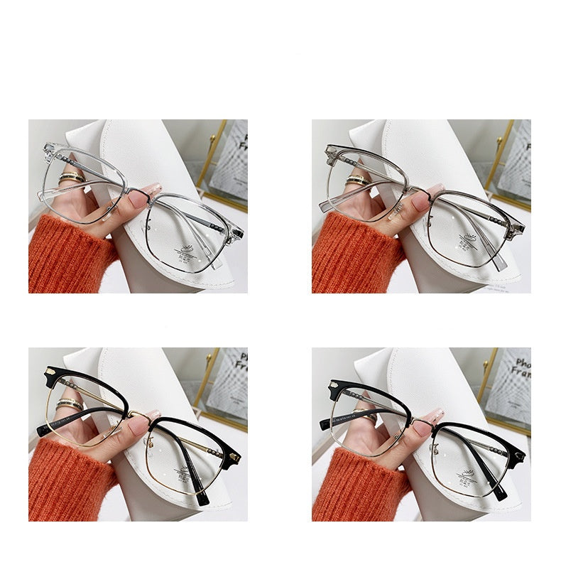 2025 Hot sale fashion anti blue light glasses frame vintage one half frame sunglasses