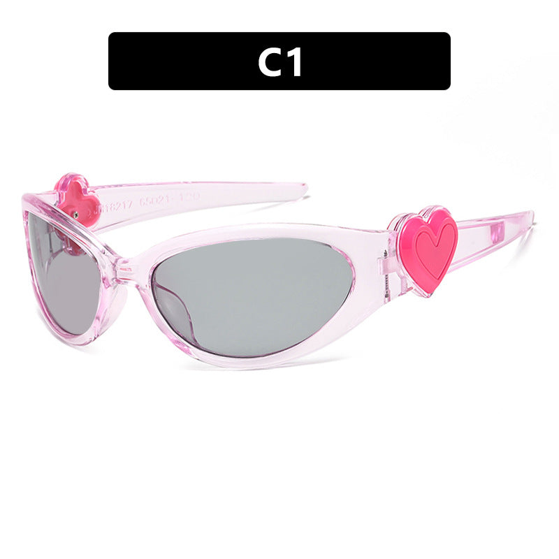 2025 New fashion y2k pink sunglasses love heart shape sunglasses