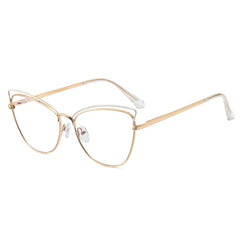 2025 New fashion cat eye ins glasses anti blue light metal frame frame trend full frame glasses