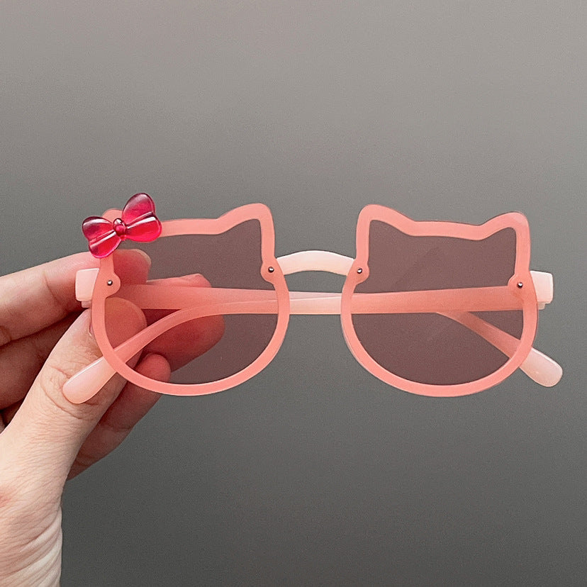 Cute cat shape kids sunglasses gradient colorful pink frame sunglasses