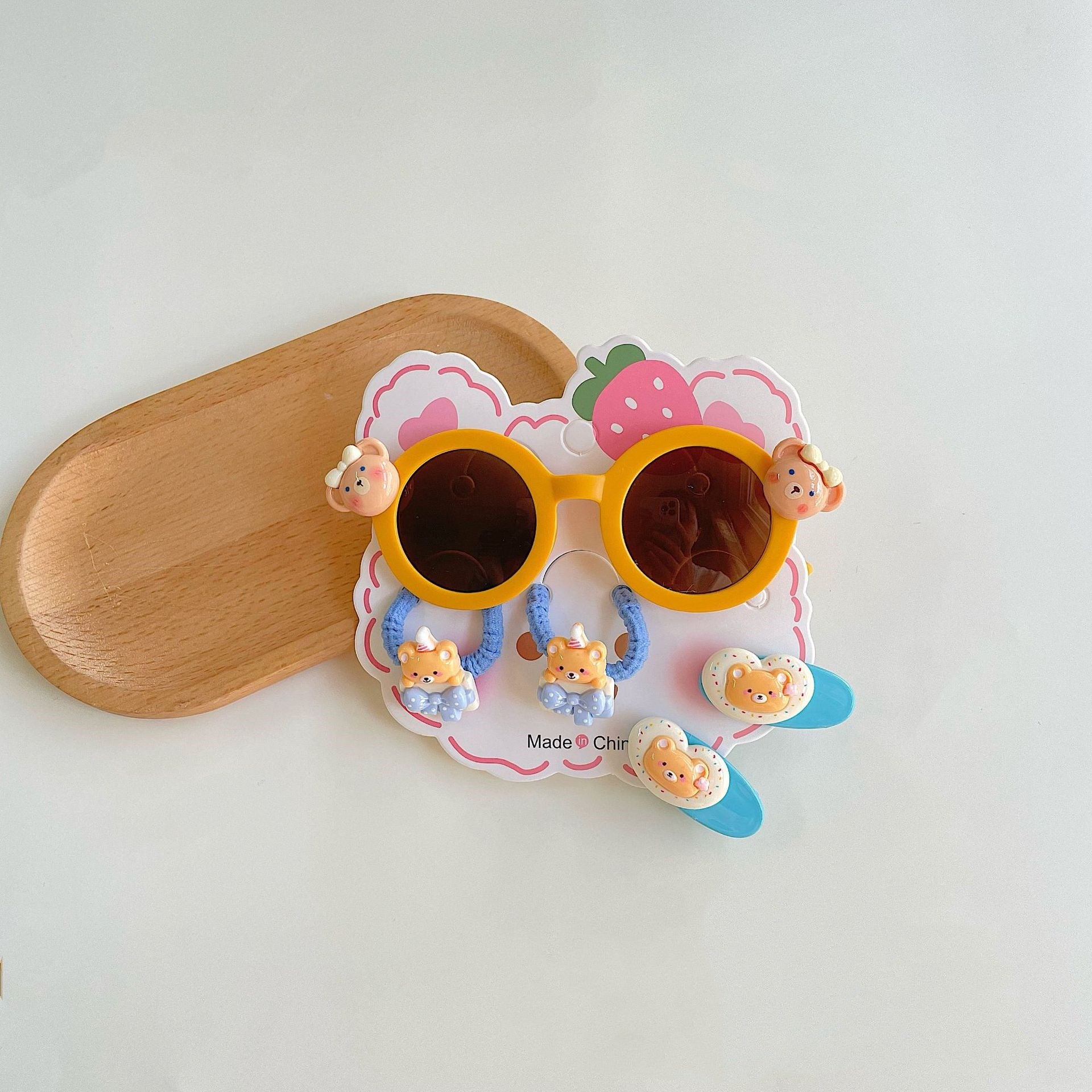 New style bear shape kids sunglasses cute girl pink candy colorful sunglasses