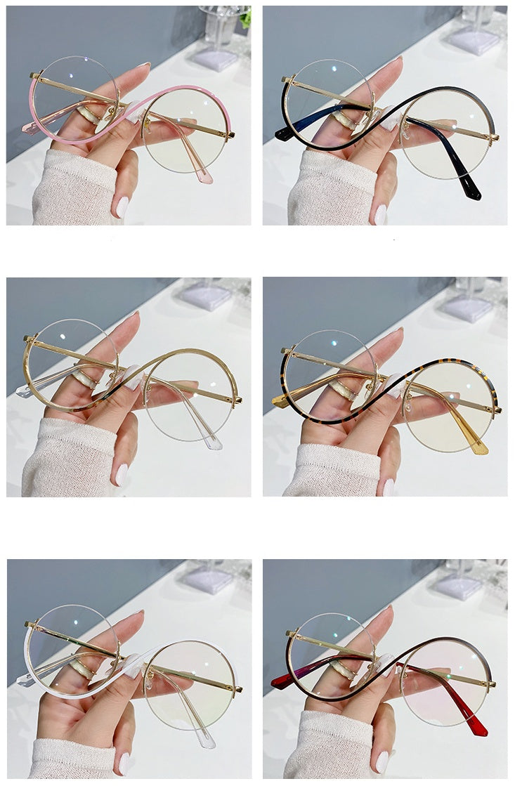 2025 Fashion designer round frame eyewear glasses half frame new style anti blue light glasses