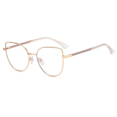 High quality pink fashion trend metal anti-blue light glasses frame cat eye metal frame glasses