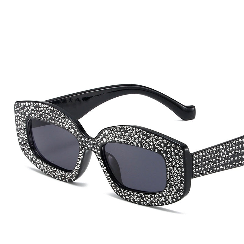 New fashion Diamond ins sunglasses uv400 party rectangle leopard print sunglasses