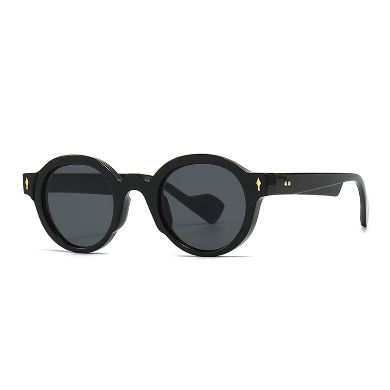 New fashion high quality vintage sunglasses uv400 round frame rivet sunglasses
