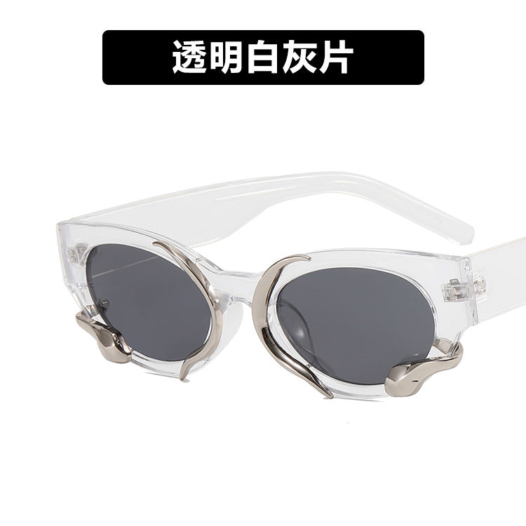 Custom logo y2k three diemensional snake sunglasses ins fashion ladies sunglasses