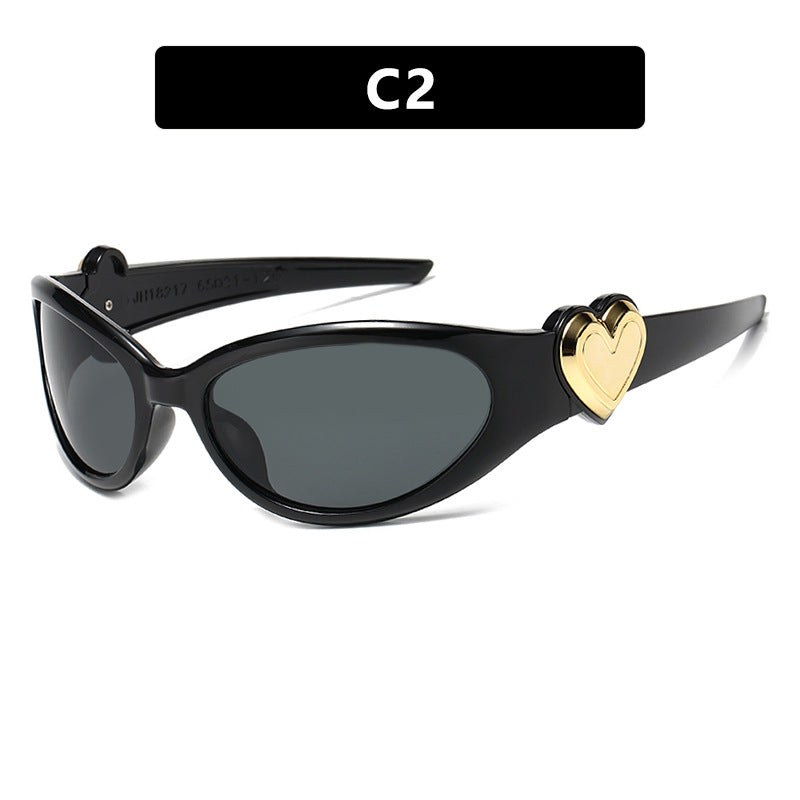 2025 New fashion y2k pink sunglasses love heart shape sunglasses