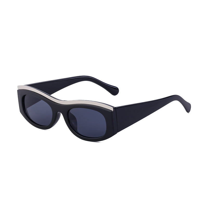 Fashion cat-eye sunglasses female personality small frame wide mirror leg sunscreen sunglasses