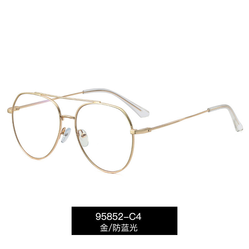 Fashion double bridge round frame glasses reading computer high quality metal frame glasses