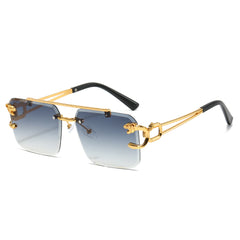 Brand luxury double bridge sunglasses gradient colorful metal frame sunglasses