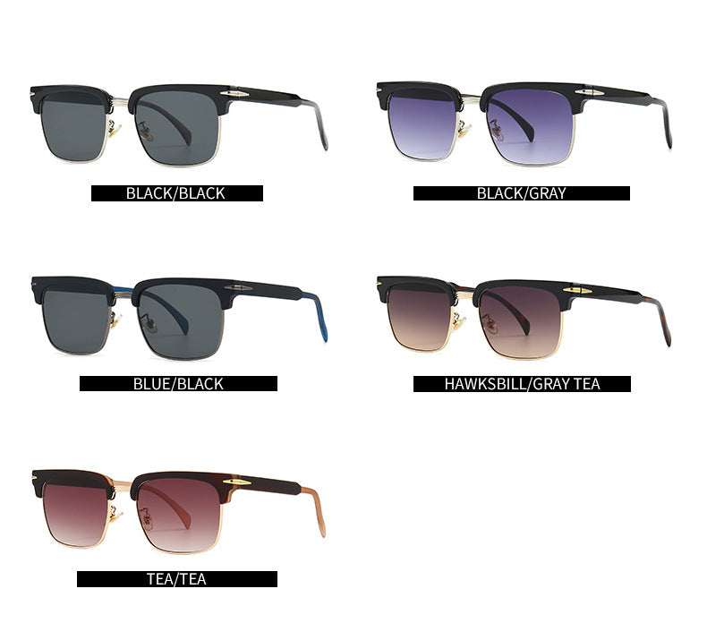 2025 New style gradient colorful sunglasses un400 half frame sunglasses for men