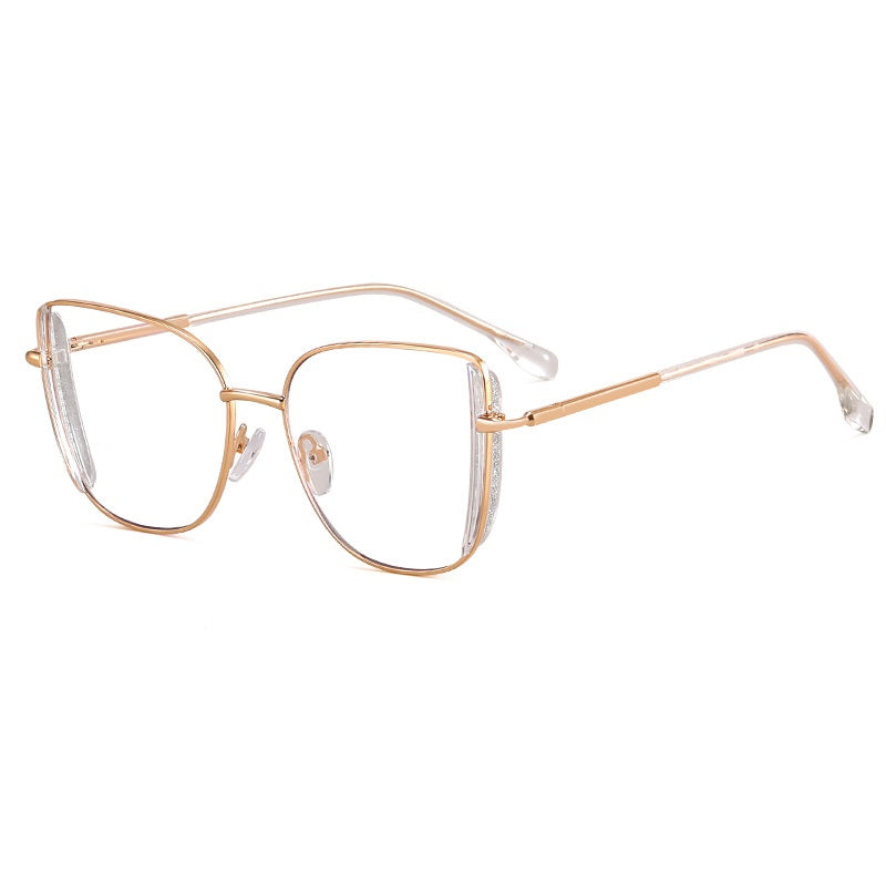 2025 High quality anti blue light Diamond glasses metal frame oversized glasses