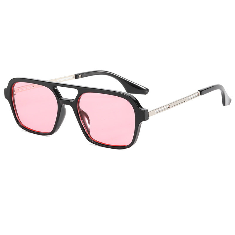 Hot sale colorful lens uv400 sunglasses double bridge red lens fashion sunglasses