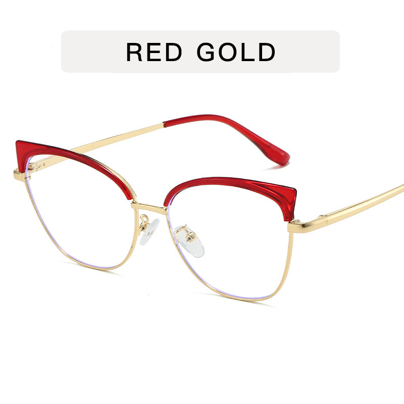 Cat eye anti-blue light mirror female ins glasses personality trend frames glasses