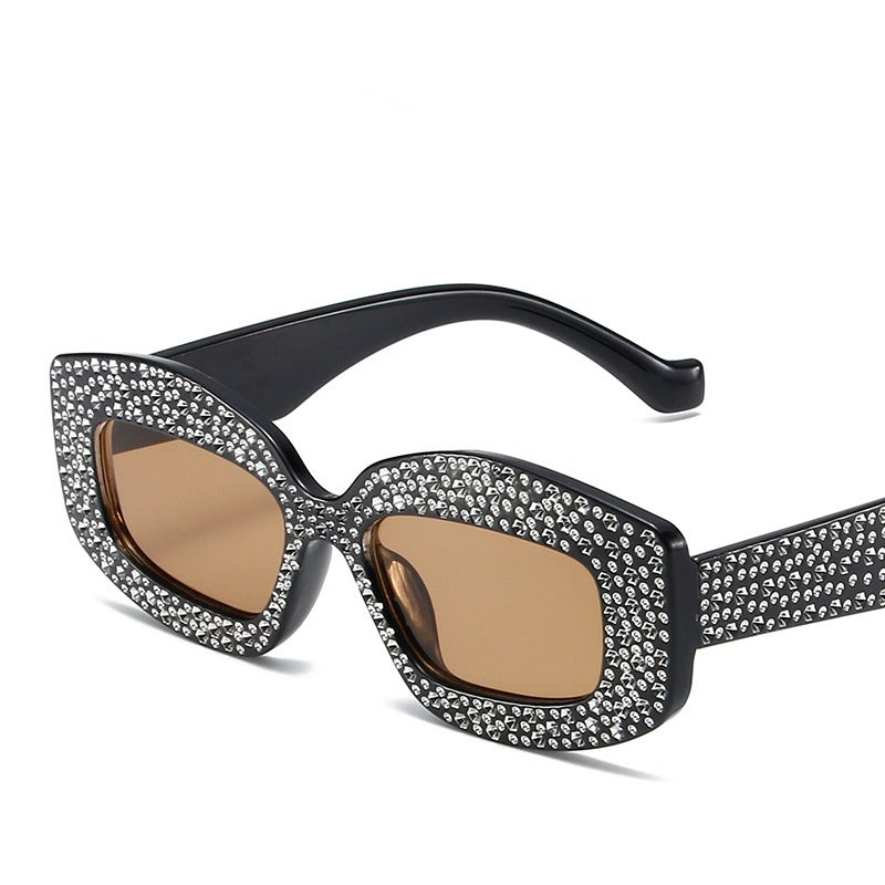 New fashion Diamond ins sunglasses uv400 party rectangle leopard print sunglasses