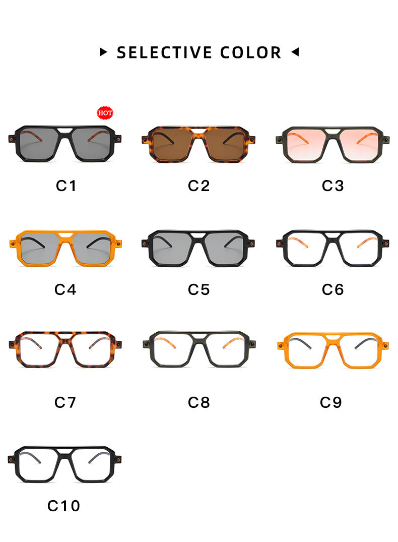 Custom logo double bridge leopard print sunglasses square gradient colorful sunglasses