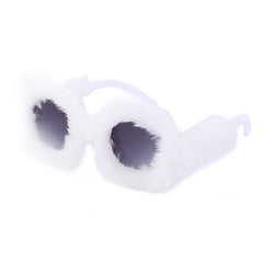 Fashionable round frame plush all-wrapped sunglasses for ladies cute pc frame sunglasses