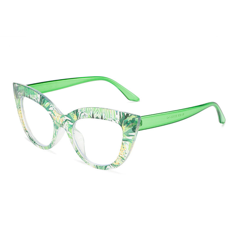 2025 Fashion cat eye acetate frame print glasses Color frame anti-blue light cat eye glasses