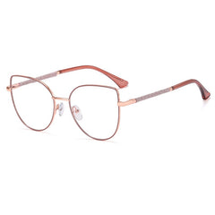 High quality pink fashion trend metal anti-blue light glasses frame cat eye metal frame glasses