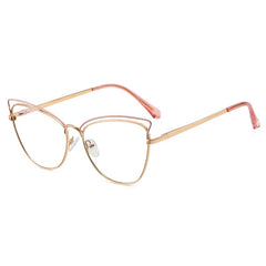 2025 New fashion cat eye ins glasses anti blue light metal frame frame trend full frame glasses