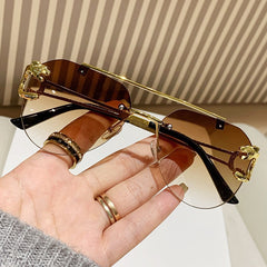 High quality double luxury sunglasses ins designer leopard frame sunglasses
