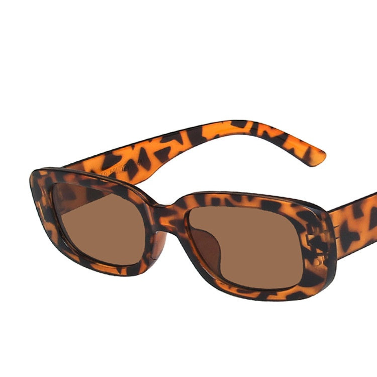 Hot sale leopard print sunglasses luxury small rectangle red frame fashion sunglasses