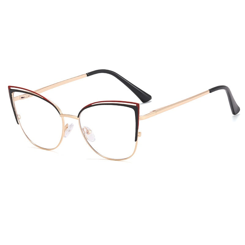 Fashion designer cat eye glasses metal frame pink frame anti blue light  ladies glasses