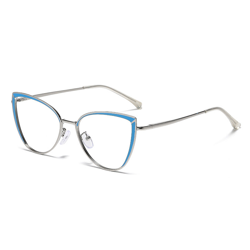 New fashion style reading pink metal frame glasses cat eye anti blue light glasses