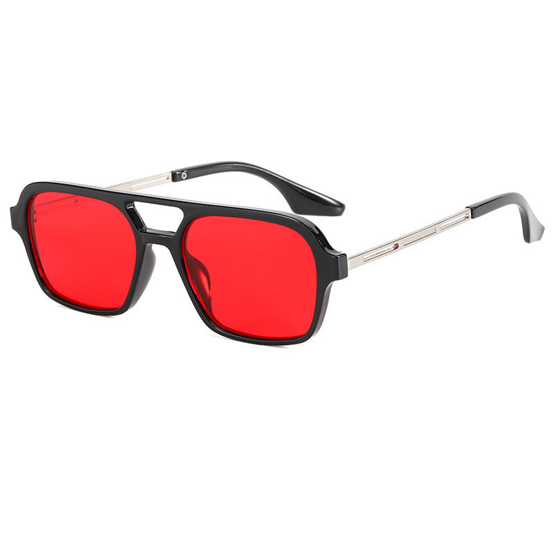 Hot sale colorful lens uv400 sunglasses double bridge red lens fashion sunglasses