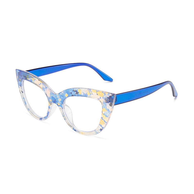 2025 Fashion cat eye acetate frame print glasses Color frame anti-blue light cat eye glasses