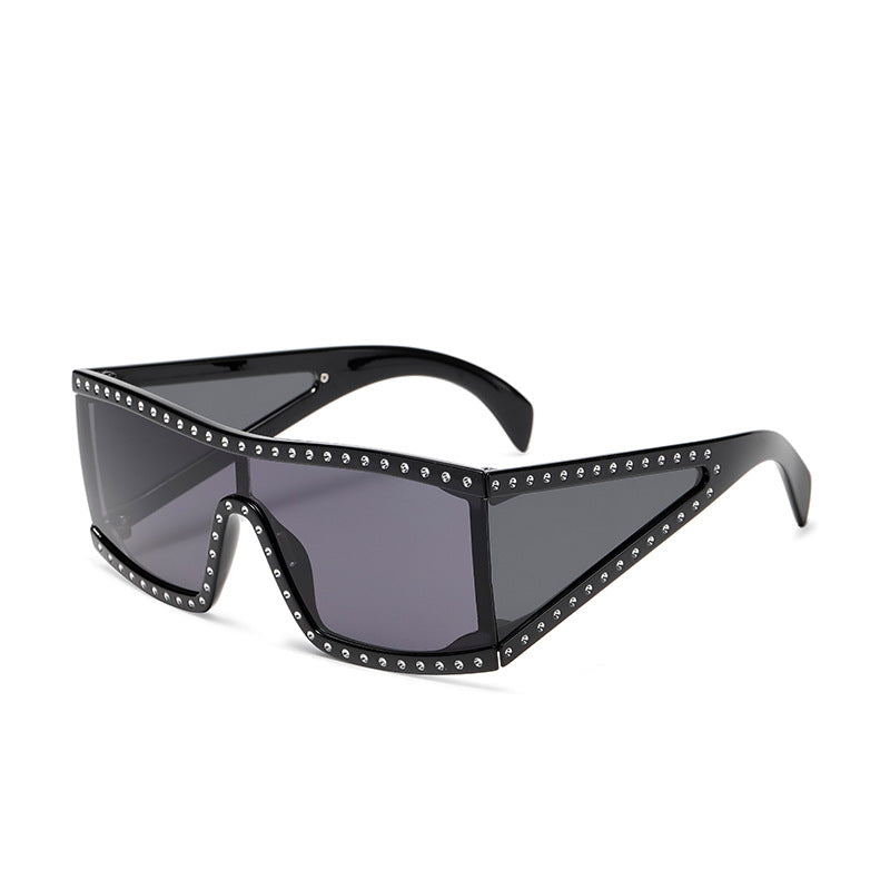 One-piece square frame riveted sunglasses fashion UV400 protection sunglasses