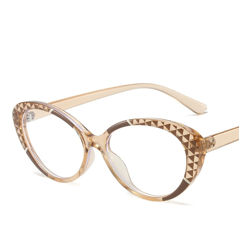 Fashion Cat eye anti-blue light glasses new elliptical fashion flat lens full star glasses