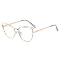 2025 New fashion cat eye ins glasses anti blue light metal frame frame trend full frame glasses