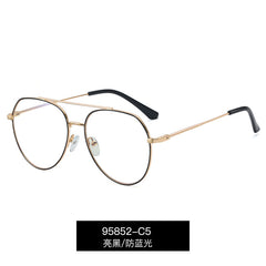 Fashion double bridge round frame glasses reading computer high quality metal frame glasses