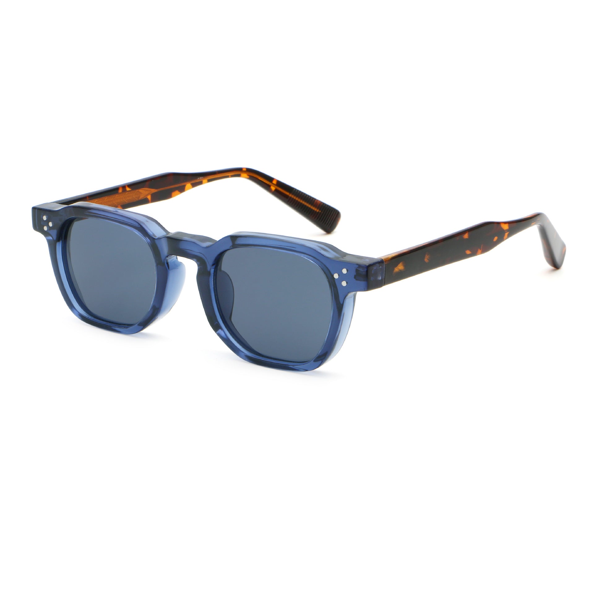 Custom logo square tortoise shell sunglasses uv400 outdoor rivet acetate sunglasses