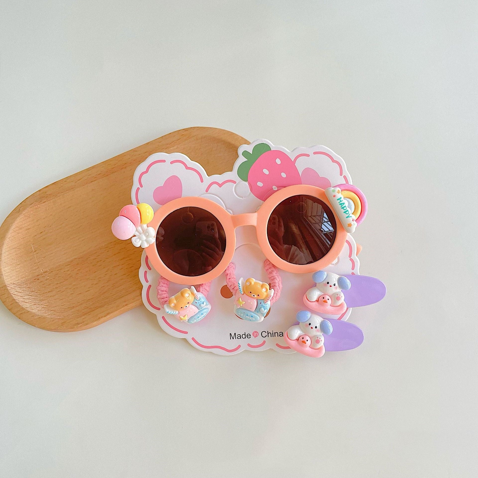 New style bear shape kids sunglasses cute girl pink candy colorful sunglasses