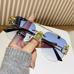 High quality double luxury sunglasses ins designer leopard frame sunglasses