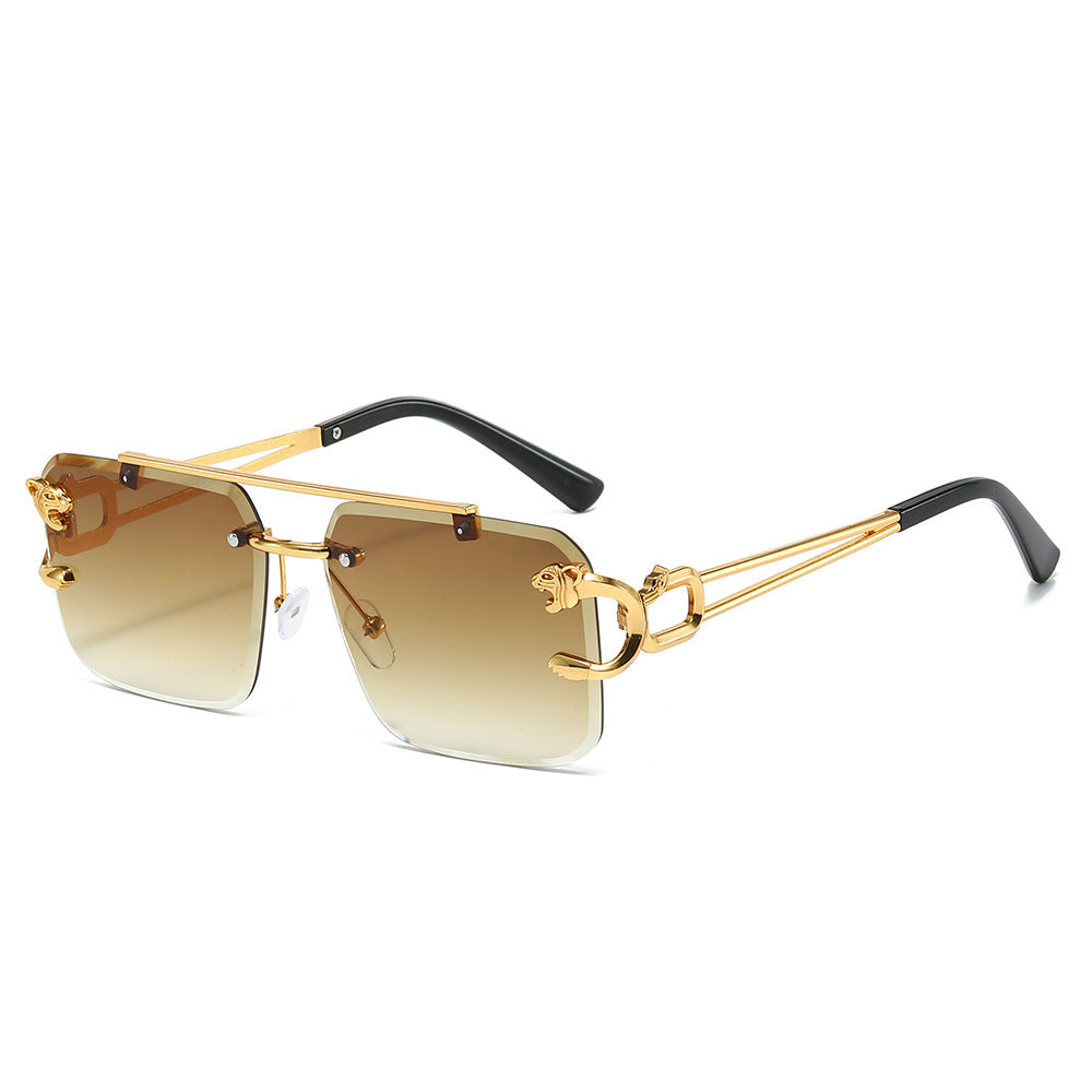 Brand luxury double bridge sunglasses gradient colorful metal frame sunglasses