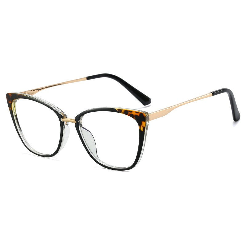 High quality leopard print metal frame glasses cat eye gradient colorful glasses frame