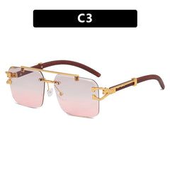 Brand designer leopard shape sunglasses gradient colorful double bridge sunglasses