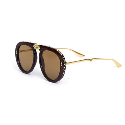 New fashion round frame Diamond sunglasses women fashion folding sunglasses